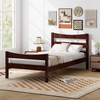 image:imageGiantex Wood Twin Bed Frames with Headboard Modern Platform Bed with Wooden Slats Support UnderBed Storage Space No Box Spring Needed Twin Bed Frames for Kids Guest Adults WalnutWalnut