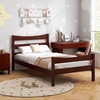 image:imageGiantex Wood Twin Bed Frames with Headboard Modern Platform Bed with Wooden Slats Support UnderBed Storage Space No Box Spring Needed Twin Bed Frames for Kids Guest Adults WalnutWalnut