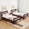 image:imageGiantex Wood Twin Bed Frames with Headboard Modern Platform Bed with Wooden Slats Support UnderBed Storage Space No Box Spring Needed Twin Bed Frames for Kids Guest Adults WalnutWalnut