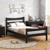 image:imageGiantex Wood Twin Bed Frames with Headboard Modern Platform Bed with Wooden Slats Support UnderBed Storage Space No Box Spring Needed Twin Bed Frames for Kids Guest Adults WalnutEspresso