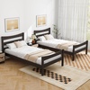 image:imageGiantex Wood Twin Bed Frames with Headboard Modern Platform Bed with Wooden Slats Support UnderBed Storage Space No Box Spring Needed Twin Bed Frames for Kids Guest Adults WalnutEspresso