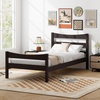 image:imageGiantex Wood Twin Bed Frames with Headboard Modern Platform Bed with Wooden Slats Support UnderBed Storage Space No Box Spring Needed Twin Bed Frames for Kids Guest Adults WalnutEspresso