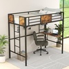 image:imageGiantex Metal Twin Loft Bed with Desk and Storage Shelf Heavy Duty Loft Bed Frame with Buildin Ladder amp Safety Guardrail SpaceSaving Twin Size Loft Bed for Teenager and Adult BlackTwin77L x 40W x 68H