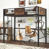 image:imageGiantex Metal Twin Loft Bed with Desk and Storage Shelf Heavy Duty Loft Bed Frame with Buildin Ladder amp Safety Guardrail SpaceSaving Twin Size Loft Bed for Teenager and Adult BlackTwin78L x 405W x 68H