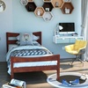 image:imageGiantex Wood Twin Bed Frames with Headboard Modern Platform Bed with Wooden Slats Support UnderBed Storage Space No Box Spring Needed Twin Bed Frames for Kids Guest Adults WalnutWalnut