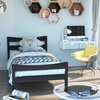 image:imageGiantex Wood Twin Bed Frames with Headboard Modern Platform Bed with Wooden Slats Support UnderBed Storage Space No Box Spring Needed Twin Bed Frames for Kids Guest Adults WalnutEspresso