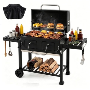 image:imageGiantex Extra Large Charcoal Grill with Oversized 752 sqin Cooking Area  Outdoor Smoker BBQ Grill with 2 Individual Lifting Charcoal Trays Folding Side Tables Wheels amp Protective Cover