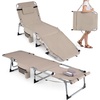 image:imageGiantex 2Pack Tanning Chair with 5 Adjustable Position Face amp Arm Hole HandShoulder Strap Removable Pillow Side Pocket 330 Lbs Capacity Lounge Chair Outdoor for Beach Sunbathing BlueBeige