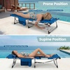 image:imageGiantex 2Pack Tanning Chair with 5 Adjustable Position Face amp Arm Hole HandShoulder Strap Removable Pillow Side Pocket 330 Lbs Capacity Lounge Chair Outdoor for Beach Sunbathing BlueBlue