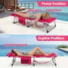 image:imageGiantex 2Pack Tanning Chair with 5 Adjustable Position Face amp Arm Hole HandShoulder Strap Removable Pillow Side Pocket 330 Lbs Capacity Lounge Chair Outdoor for Beach Sunbathing BluePink