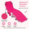 image:imageGiantex 2Pack Tanning Chair with 5 Adjustable Position Face amp Arm Hole HandShoulder Strap Removable Pillow Side Pocket 330 Lbs Capacity Lounge Chair Outdoor for Beach Sunbathing BluePink