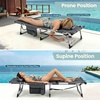 image:imageGiantex 2Pack Tanning Chair with 5 Adjustable Position Face amp Arm Hole HandShoulder Strap Removable Pillow Side Pocket 330 Lbs Capacity Lounge Chair Outdoor for Beach Sunbathing BlueGrey