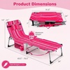 image:imageGiantex 2Pack Tanning Chair with 5 Adjustable Position Face amp Arm Hole HandShoulder Strap Removable Pillow Side Pocket 330 Lbs Capacity Lounge Chair Outdoor for Beach Sunbathing BluePink Stripe
