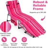 image:imageGiantex 2Pack Tanning Chair with 5 Adjustable Position Face amp Arm Hole HandShoulder Strap Removable Pillow Side Pocket 330 Lbs Capacity Lounge Chair Outdoor for Beach Sunbathing BluePink Stripe