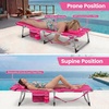 image:imageGiantex 2Pack Tanning Chair with 5 Adjustable Position Face amp Arm Hole HandShoulder Strap Removable Pillow Side Pocket 330 Lbs Capacity Lounge Chair Outdoor for Beach Sunbathing BluePink Stripe