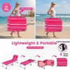 image:imageGiantex 2Pack Tanning Chair with 5 Adjustable Position Face amp Arm Hole HandShoulder Strap Removable Pillow Side Pocket 330 Lbs Capacity Lounge Chair Outdoor for Beach Sunbathing BluePink Stripe