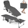 image:imageGiantex 2Pack Tanning Chair with 5 Adjustable Position Face amp Arm Hole HandShoulder Strap Removable Pillow Side Pocket 330 Lbs Capacity Lounge Chair Outdoor for Beach Sunbathing BlueGrey