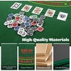 image:imageGiantex 48 Poker Table Top  8 Player Foldable Texas Holdem Poker Table Topper wCarrying Bag Cup Holders Chip Trays Portable AntiSlip Blackjack Octagonal Poker Mat Layout for Card Casino GameGreen With Text