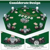 image:imageGiantex 48 Poker Table Top  8 Player Foldable Texas Holdem Poker Table Topper wCarrying Bag Cup Holders Chip Trays Portable AntiSlip Blackjack Octagonal Poker Mat Layout for Card Casino GameGreen With Text