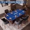 image:imageGiantex 79 x 36 Inch Poker Table Top Foldable 8 Player Texas Holdem Poker Table Topper wCarry Bag Cup Holders Chip Trays Portable AntiSlip Blackjack Card Board Poker Mat Layout for CasinoBlue