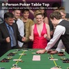 image:imageGiantex 79 x 36 Inch Poker Table Top Foldable 8 Player Texas Holdem Poker Table Topper wCarry Bag Cup Holders Chip Trays Portable AntiSlip Blackjack Card Board Poker Mat Layout for CasinoDark Green