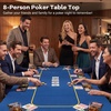 image:imageGiantex 79 x 36 Inch Poker Table Top Foldable 8 Player Texas Holdem Poker Table Topper wCarry Bag Cup Holders Chip Trays Portable AntiSlip Blackjack Card Board Poker Mat Layout for CasinoBlue