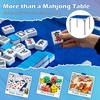 image:imageGiantex Folding Mahjong Table 35 Square Card Table with Cup Holders Removable Noise Reduction Mat HDPE Tabletop 4Player Portable Domino Tables for Poker Blackjack Board Game RedDark Blue
