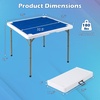 image:imageGiantex Folding Mahjong Table 35 Square Card Table with Cup Holders Removable Noise Reduction Mat HDPE Tabletop 4Player Portable Domino Tables for Poker Blackjack Board Game RedDark Blue
