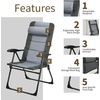 image:imageGiantex Set of 2 Patio Dining Chairs with Footstools Folding Recliner Chairs with 7Position Adjustable Backrest Headrest Mesh Bag Outdoor Portable Lounge Chairs for Poolside Backyard GreyGrey