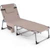 image:imageGiantex 2Pack Tanning Chair with 5 Adjustable Position Face amp Arm Hole HandShoulder Strap Removable Pillow Side Pocket 330 Lbs Capacity Lounge Chair Outdoor for Beach Sunbathing BlueBeige