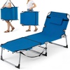 image:imageGiantex 2Pack Tanning Chair with 5 Adjustable Position Face amp Arm Hole HandShoulder Strap Removable Pillow Side Pocket 330 Lbs Capacity Lounge Chair Outdoor for Beach Sunbathing BlueBlue
