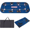 image:imageGiantex 79 x 36 Inch Poker Table Top Foldable 8 Player Texas Holdem Poker Table Topper wCarry Bag Cup Holders Chip Trays Portable AntiSlip Blackjack Card Board Poker Mat Layout for CasinoBlue