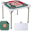 image:imageGiantex Folding Mahjong Table 35 Square Card Table with Cup Holders Removable Noise Reduction Mat HDPE Tabletop 4Player Portable Domino Tables for Poker Blackjack Board Game RedGreen