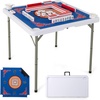 image:imageGiantex Folding Mahjong Table 35 Square Card Table with Cup Holders Removable Noise Reduction Mat HDPE Tabletop 4Player Portable Domino Tables for Poker Blackjack Board Game RedNavy