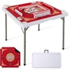 image:imageGiantex Folding Mahjong Table 35 Square Card Table with Cup Holders Removable Noise Reduction Mat HDPE Tabletop 4Player Portable Domino Tables for Poker Blackjack Board Game RedRed