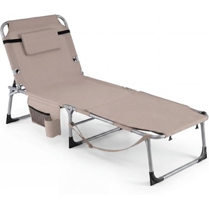 image:imageGiantex 2Pack Tanning Chair with 5 Adjustable Position Face amp Arm Hole HandShoulder Strap Removable Pillow Side Pocket 330 Lbs Capacity Lounge Chair Outdoor for Beach Sunbathing BlueBeige
