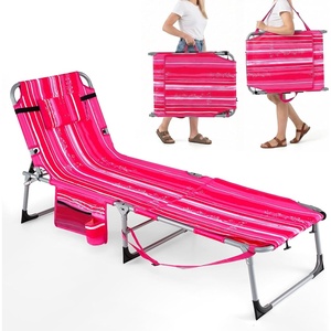 image:imageGiantex 2Pack Tanning Chair with 5 Adjustable Position Face amp Arm Hole HandShoulder Strap Removable Pillow Side Pocket 330 Lbs Capacity Lounge Chair Outdoor for Beach Sunbathing BluePink Stripe