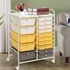 image:imageGiantex 10Drawer Rolling Storage Cart wWheels Handle Removable Drawers Mobile Organizer Storage Unit Trolley Utility Cart for Home Kitchen Living Room Office Play Room Green GradientBeigeYellowGrey