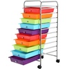 image:imageGiantex 10Drawer Rolling Storage Cart wWheels Handle Removable Drawers Mobile Organizer Storage Unit Trolley Utility Cart for Home Kitchen Living Room Office Play Room Green GradientRedOrangeGreenBluePurple