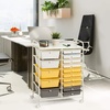 image:imageGiantex 10Drawer Rolling Storage Cart wWheels Handle Removable Drawers Mobile Organizer Storage Unit Trolley Utility Cart for Home Kitchen Living Room Office Play Room Green GradientBeigeYellowGrey
