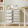 image:imageGiantex 10Drawer Rolling Storage Cart wWheels Handle Removable Drawers Mobile Organizer Storage Unit Trolley Utility Cart for Home Kitchen Living Room Office Play Room Green GradientIvory