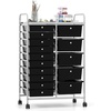 image:imageGiantex 10Drawer Rolling Storage Cart wWheels Handle Removable Drawers Mobile Organizer Storage Unit Trolley Utility Cart for Home Kitchen Living Room Office Play Room Green GradientBlack