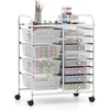 image:imageGiantex 10Drawer Rolling Storage Cart wWheels Handle Removable Drawers Mobile Organizer Storage Unit Trolley Utility Cart for Home Kitchen Living Room Office Play Room Green GradientClear