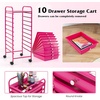 image:imageGiantex 10Drawer Rolling Storage Cart wWheels Handle Removable Drawers Mobile Organizer Storage Unit Trolley Utility Cart for Home Kitchen Living Room Office Play Room Green GradientHot Pink