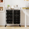 image:imageGiantex 10Drawer Rolling Storage Cart wWheels Handle Removable Drawers Mobile Organizer Storage Unit Trolley Utility Cart for Home Kitchen Living Room Office Play Room Green GradientBlack
