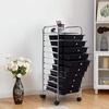 image:imageGiantex 10Drawer Rolling Storage Cart wWheels Handle Removable Drawers Mobile Organizer Storage Unit Trolley Utility Cart for Home Kitchen Living Room Office Play Room Green GradientBlack