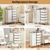image:imageGiantex 10Drawer Rolling Storage Cart wWheels Handle Removable Drawers Mobile Organizer Storage Unit Trolley Utility Cart for Home Kitchen Living Room Office Play Room Green GradientIvory
