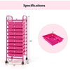 image:imageGiantex 10Drawer Rolling Storage Cart wWheels Handle Removable Drawers Mobile Organizer Storage Unit Trolley Utility Cart for Home Kitchen Living Room Office Play Room Green GradientHot Pink