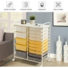 image:imageGiantex 10Drawer Rolling Storage Cart wWheels Handle Removable Drawers Mobile Organizer Storage Unit Trolley Utility Cart for Home Kitchen Living Room Office Play Room Green GradientBeigeYellowGrey