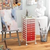 image:imageGiantex 10Drawer Rolling Storage Cart wWheels Handle Removable Drawers Mobile Organizer Storage Unit Trolley Utility Cart for Home Kitchen Living Room Office Play Room Green GradientRed
